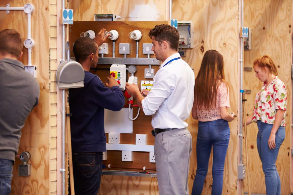 Students training for a skilled trade